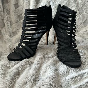 Madden Girl  lack Strappy Caged Stiletto Heel Booties. Size 6.5 NWOB